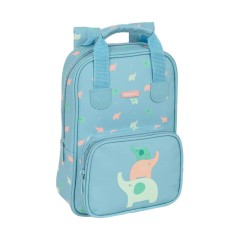 Mochila Pré-Escolar 28cm c/ Pegas Safta ELEFANTES Azul | Ref. 248.642390765