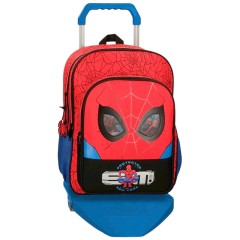 Mochila Escolar Adaptável 40cm 2C c/ Carro Spiderman PROTECTOR Vermelha | Ref. 186.28324T1