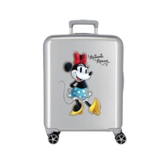 Mala de Cabine / Trolley 55cm 4 Rodas Disney 100 JOYFUL Minnie Prateada | Ref. 186.3649322