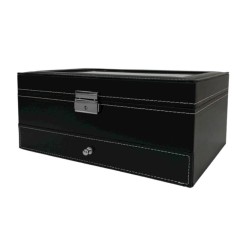 Caixa Protectora para 12 Relógios c/ Guarda Jóias Preta | Ref. 338.12RJP