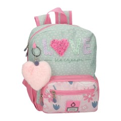 Mochila Pré-Escolar Adap. 28Cm Enso LOVE ICE CREAM Rosa | Ref. 186.95622D1