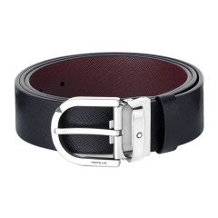 Cinto Clássico de Couro MONTBLANC Reversível 35mm Preto/Bordô | Ref. 238.131176