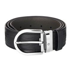 Cinto Clássico de Couro MONTBLANC Fivela Ferradura 40mm Preto | Ref. 238.131172