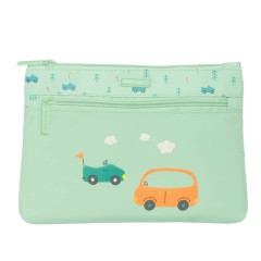 Estojo Grande 2 Zips Fácil Limpeza SAFTA Carros Menta | Ref. 248.842456033