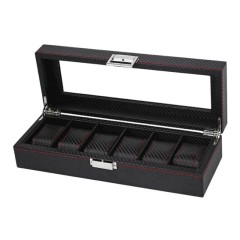 Caixa Protectora para 6 Relógios Retangular c/ Janela Preto/Vermelho | Ref. 338.6RPV
