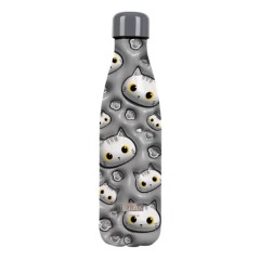 Garrafa Térmica 500ml I-DRINK White Cat 3D Cinza | Ref. 343.ID0453