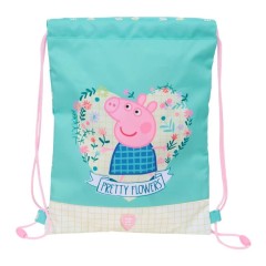 Saco Mochila Júnior 34Cm PEPPA PIG Pretty Flowers Turquesa | Ref. 248.612390855