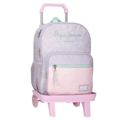 Mochila Escolar 40cm 2C c/ Carro PEPE JEANS Renata Lilás | Ref. 186.69722T1