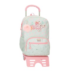 Mochila Escolar Adap. 42Cm c/ Carro MOVOM Enchanted Florest Menta | Ref. 186.37424T1