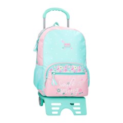 Mochila Adap. 42Cm c/ Carro ROLL ROAD Spring Dream Turquesa | Ref. 186.40924T3