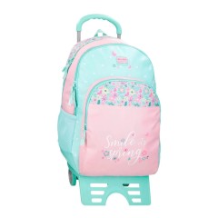 Mochila Adap. 46Cm 2C c/ Carro ROLL ROAD Spring Dream Turquesa | Ref. 186.40926T3