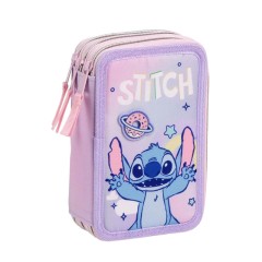 Estojo Escolar Triplo c/ Acessórios STITCH 2700001652 Lilás | Ref. 299.2700001652