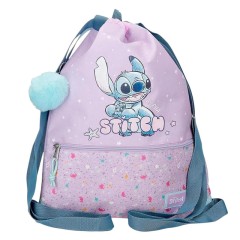 Mochila Saco c/ Bolso Frontal STITCH Lovely Lilás | Ref. 186.3163841