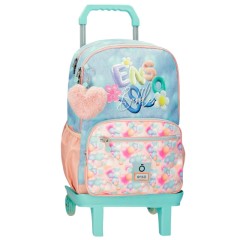 Mochila Escolar Adap. 44cm 2C c/ Carro ENSO Bubbles Azul Ganga | Ref. 186.97827T1