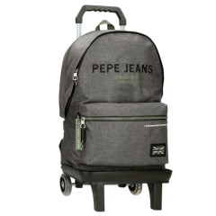 Mochila Escolar Adap. 44cm 2C c/ Carro PEPE JEANS Edmon Cinza | Ref. 186.69124T2