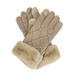 ANEKKE Luvas de Senhora em Malha c/ Detalhes Bege | Ref. 280.41482-022