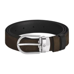 Cinto MONTBLANC Camurça Ferradura Reversível 30mm Castanho/Preto | Ref. 238.220977