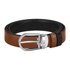 Cinto MONTBLANC Sartorial Leather Reversível 30mm Fauve/Preto | Ref. 238.220964