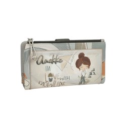 ANEKKE Carteira Grande RFID Sophia Bege/Prata | Ref. 280.42809-907