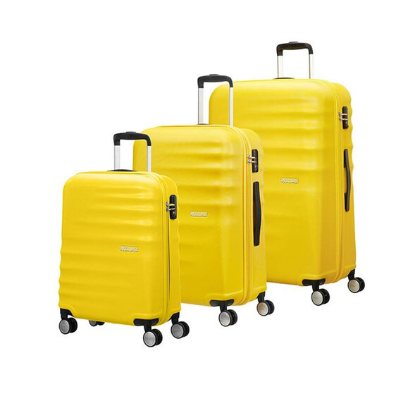 American Tourister Conjunto 3 Trolleys de Viagem:4 Rodas 55+67+77cm WAVEBREAKER Sunny Yellow | Ref. 9215G00506