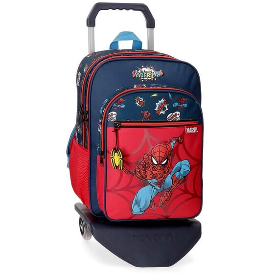 Mochila Escolar Adaptável 40cm c/ Carro Spiderman POP Multicolor | Ref. 186.20724T1