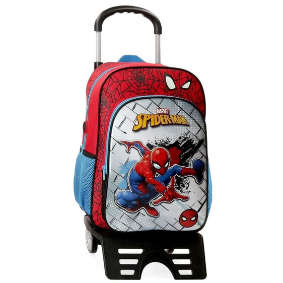 Mochila Escolar Adaptável 38cm c/ Carro Spiderman RED Multicolor | Ref. 186.40423T1