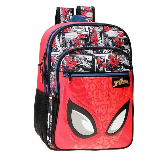 Mochila Escolar Adap 40cm 2C Spiderman COMIC Vermelha | Ref. 186.22524D1