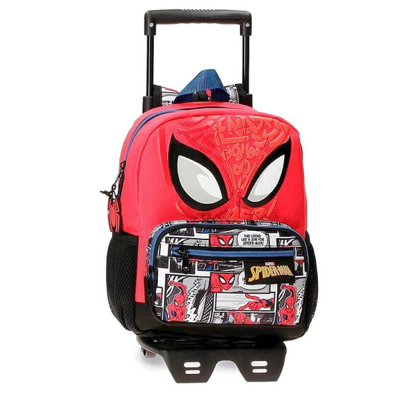 Mochila Pré-escolar Adap 28cm c/ Carro  Spiderman COMIC Vermelha | Ref. 186.22521T1