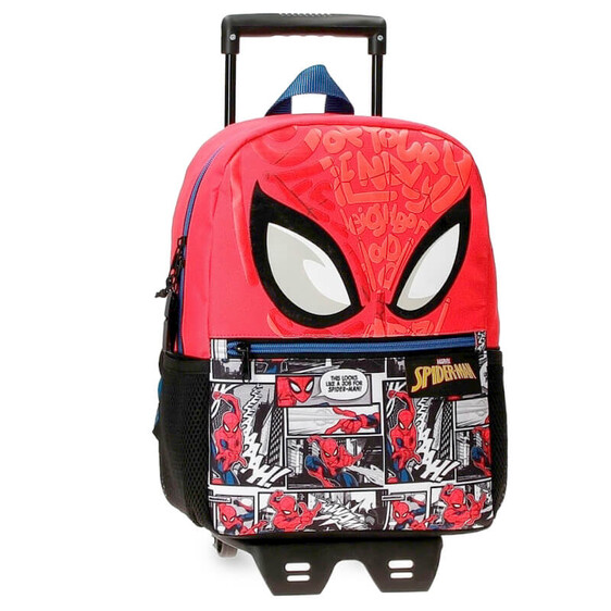Mochila Pré-escolar Adap 32cm c/ Carro  Spiderman COMIC Vermelha | Ref. 186.22522T1