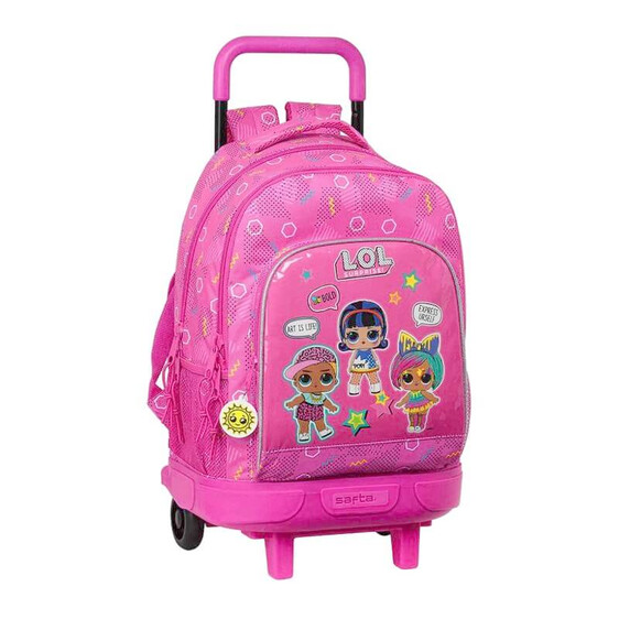 Mochila Escolar Grande 45cm c/ 2 Rodas LOL Surprise ART CLUB Rosa | Ref. 248.612120918