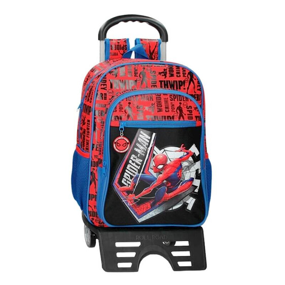 Mochila Escolar Adapt. 40cm c/ Carro Spiderman GREAT POWER Multicolor | Ref. 186.44523T1