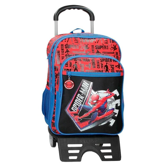 Mochila Escolar Adapt. 42cm c/ Carro Spiderman GREAT POWER Multicolor | Ref. 186.44524T1