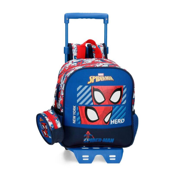 Mochila Pré-Escolar Adap. 25Cm c/ Carro Spiderman HERO Azul | Ref. 186.24520T1