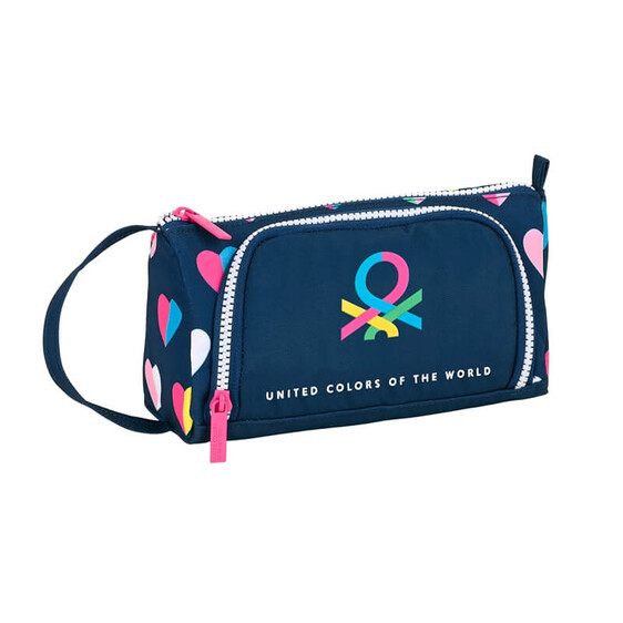 Estojo Escolar c/ Bolso Benetton CORAÇÕES Azul Escuro | Ref. 248.412250917