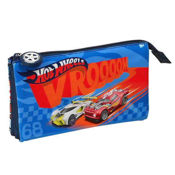 Estojo Escolar Triplo Compartimento Hot Wheels CHALLANGE Azul | Ref. 248.812238744