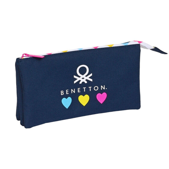 Estojo Escolar Triplo Benetton LOVE Azul Marinho | Ref. 248.812350744