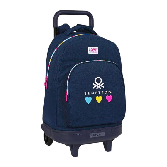 Mochila Escolar 45cm Compacta 2R Benetton LOVE Azul Marinho | Ref. 248.612350918