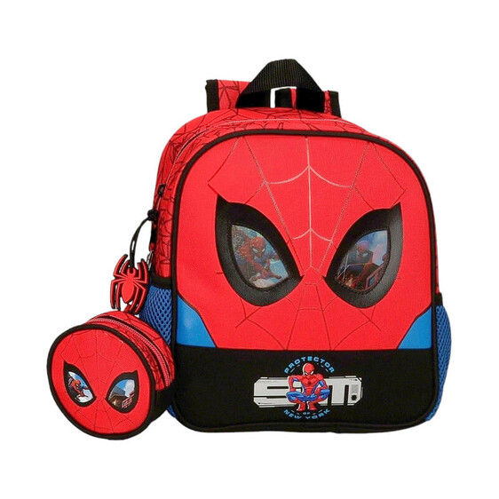 Mochila Pré-Escolar Adap. 25cm Spiderman PROTECTOR Vermelha | Ref. 186.28320D1
