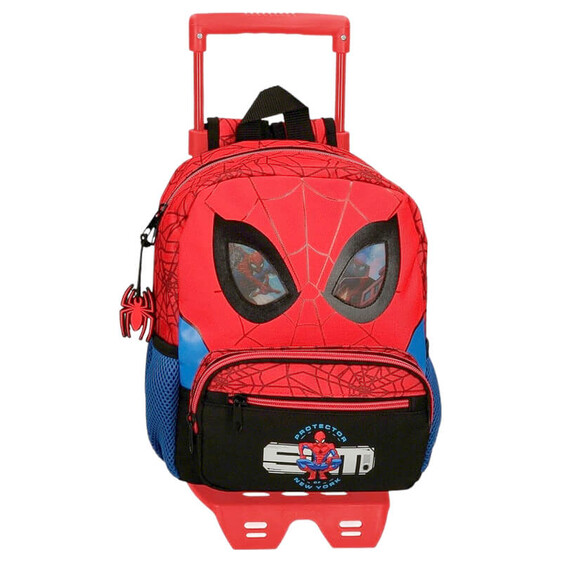 Mochila Pré-Escolar Adap. 28cm c/ Carro Spiderman PROTECTOR Vermelha | Ref. 186.28321T1