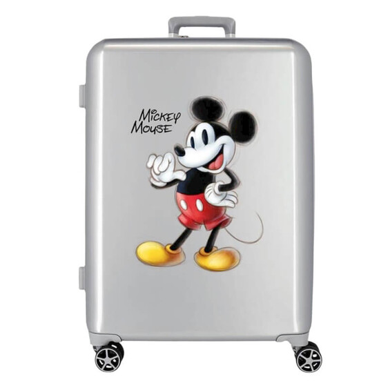 Mala de Viagem / Trolley Grande 70cm 4R Exp. Disney 100 JOYFUL Mickey Prateada | Ref. 186.3649421