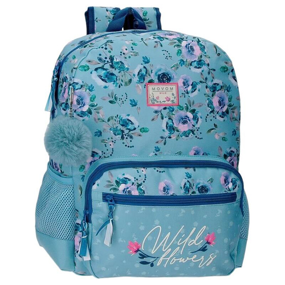 Mochila Escolar Adap. 42cm Movom WILD FLOWERS Azul | Ref. 186.27523D1