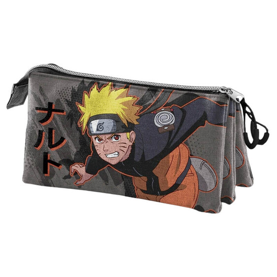 Estojo Escolar Triplo Naruto SHURIKEN Cinza | Ref. 339.05398