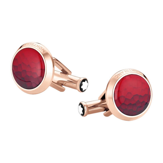 Botões de Punho Montblanc Steel with Red Inlay | Ref. 238.126472