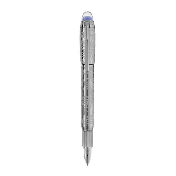 Caneta-tinteiro Montblanc (M) StarWalker SpaceBlue Metal Prateada | Ref. 238.130219