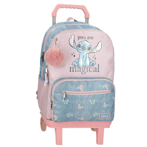 Mochila Escolar Adap. 44cm 2C c/ Carro STITCH You Are Magical Azul Ganga | Ref. 186.38526T1