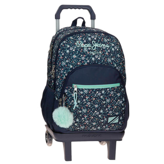 Mochila Escolar Adap. 45cm 2c c/ Carro PEPE JEANS Alenka Azul Marinho | Ref. 186.67125T1