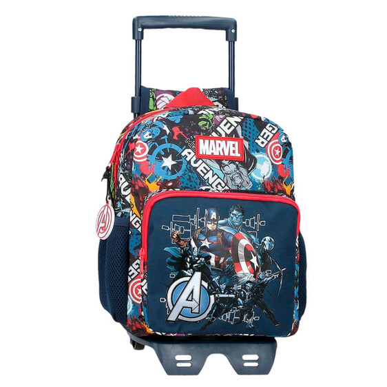 Mochila Pré-Escolar Adap. 28cm c/ Carro AVENGERS Legendary Azul Escuro | Ref. 186.29922T1