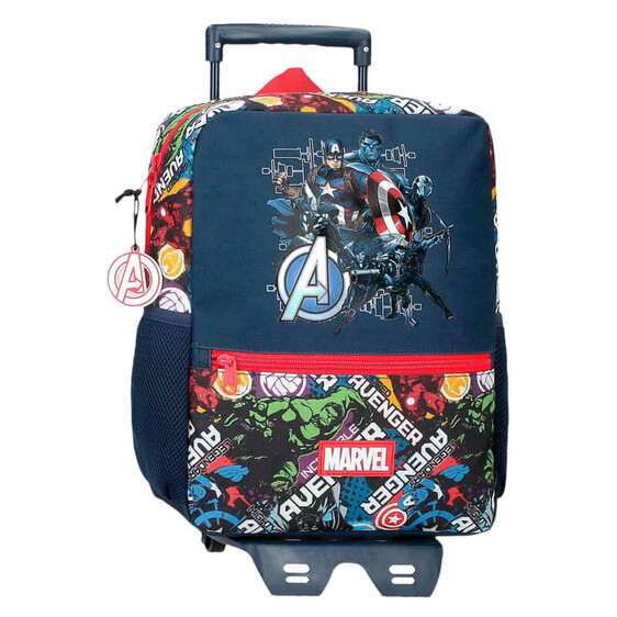 Mochila Pré-Escolar Adap. 33cm c/ Carro AVENGERS Legendary Azul Escuro | Ref. 186.29923T1