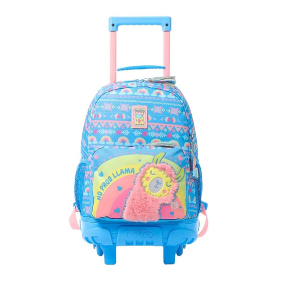 Mochila Escolar com Rodas M 41Cm Llama TOTTO 8JC Azul | Ref. 330.MJ03LLA00528JC