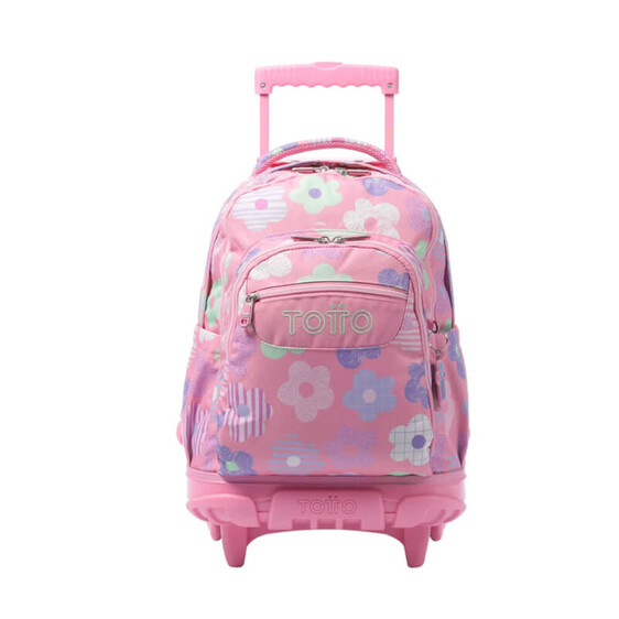 Mochila Escolar com Rodas Margaly Renglones TOTTO 0KE Rosa | Ref. 330.MA03ECO00620KE